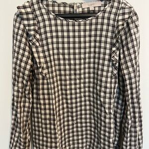 LOFT Black,  White, and green Plaid Women's Top